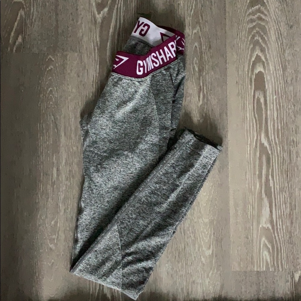 Gymshark grey flex leggings with magenta band